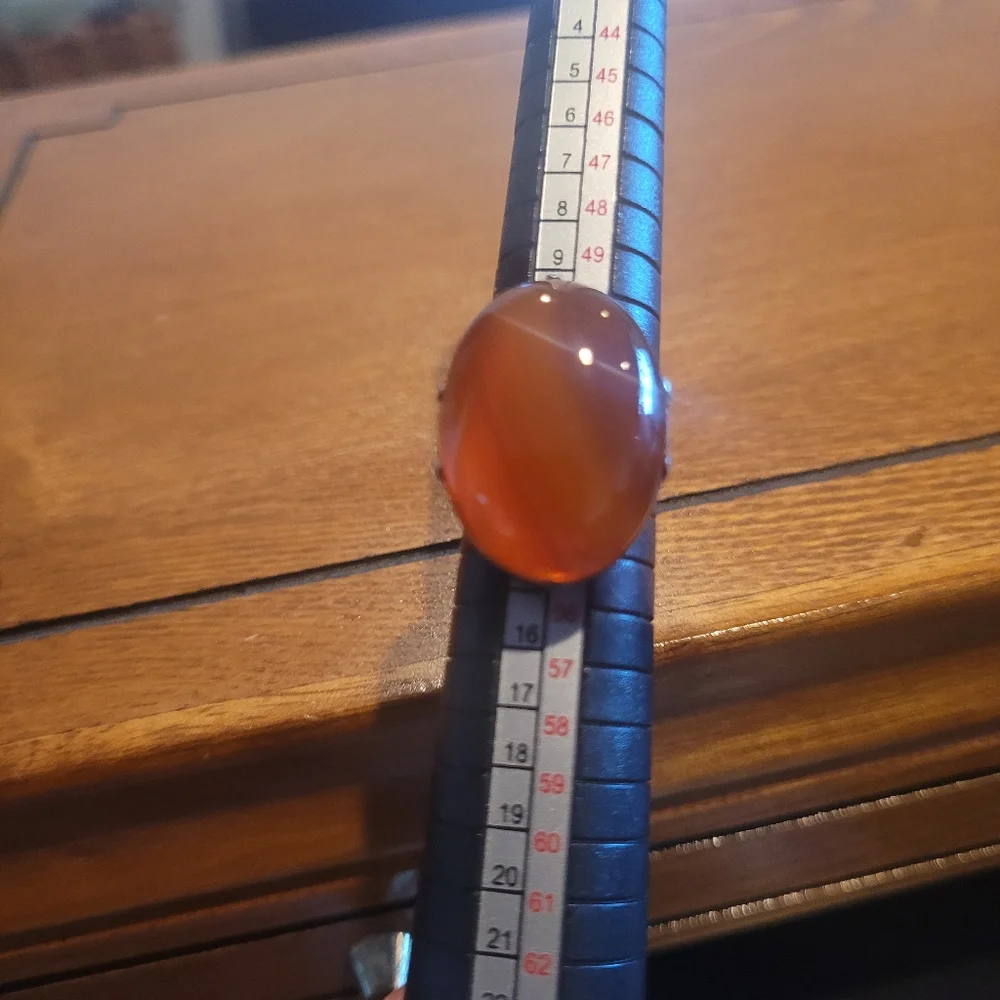 Vintage  Sterling Silver Carnelian Ring , Unique Design size  6.5 approximately - Picture 3 of 10